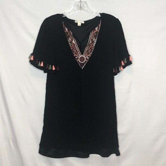 Miami Black Embroidered Tassel Dress. Size… - Picture 3 of 8